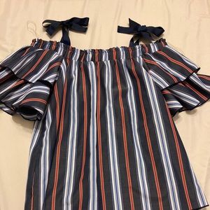 Blue and Coral Blouse